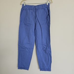 J.Crew Cotton Linen Pants 4 Drapey drawstring joggers Blue